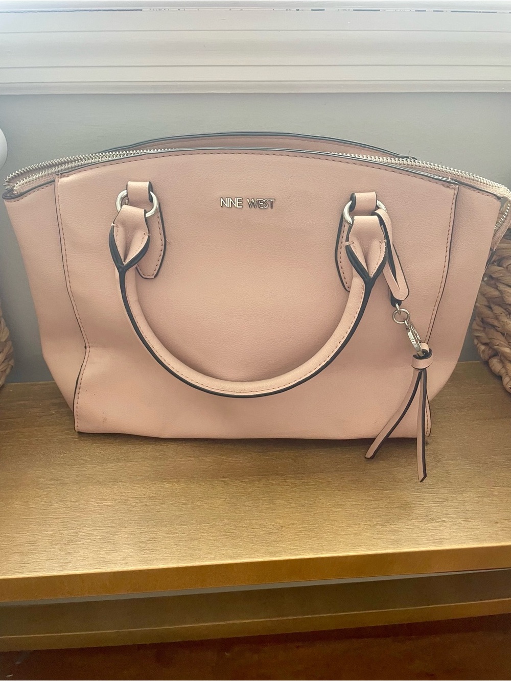 Nine West Soft Pink Dome Satchel with Tassel Charm